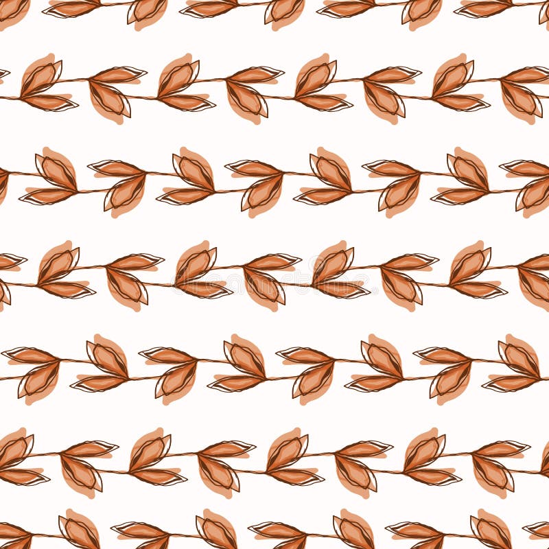 Watercolor Leaf Stem Vector Seamless Pattern. Drawn Leaves Stripe Hand Painted White Background. Autumn Fall Mood Wildflower Illustration. Faded Variegated Brown Garland Colors. Repeat Tile. Watercolor Leaf Stem Vector Seamless Pattern. Drawn Leaves Stripe Hand Painted White Background. Autumn Fall Mood Wildflower Illustration. Faded Variegated Brown Garland Colors. Repeat Tile