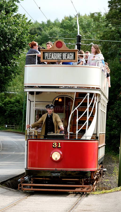 Beamish living history museum. Durham, UK. August 2023. Collection of vintage buildings and memorabilia from much earlier times. North eastern England. Buses and trams. transport. Beamish living history museum. Durham, UK. August 2023. Collection of vintage buildings and memorabilia from much earlier times. North eastern England. Buses and trams. transport.