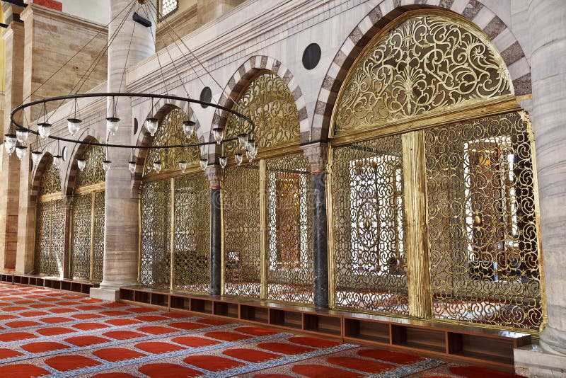 Μουσουλμανικό τέμενος Suleymaniye στη Ιστανμπούλ Τουρκία - εσωτερικό