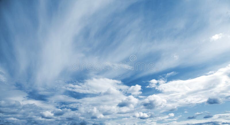 Natural blue cloudy sky panoramic background texture. Natural blue cloudy sky panoramic background texture