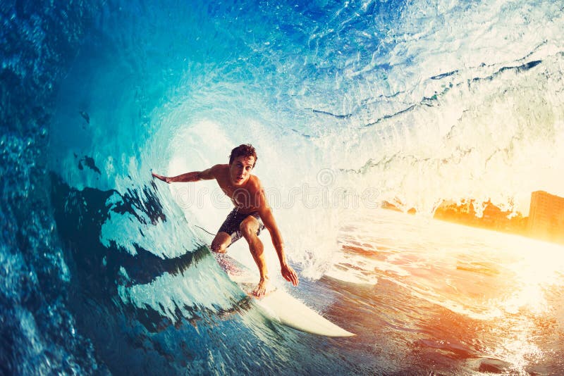 μπλε ωκεάνιο κύμα surfer στοκ φωτογραφία