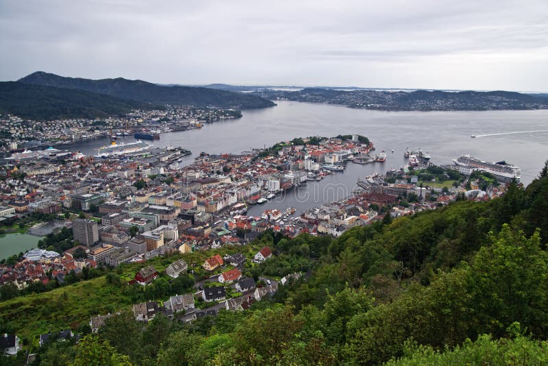 View on Bergen harbour and city. View on Bergen harbour and city