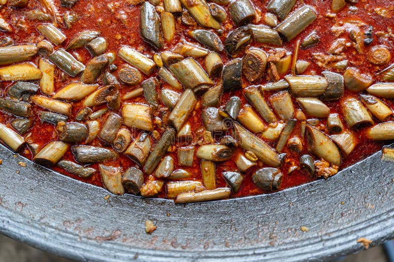 Μπανάνα Stem Curry ή Gulai Batang Pisang. Μαλαισιανό φαγητό. Μαλαισιανές λιχουδιές στοκ εικόνες με δικαίωμα ελεύθερης χρήσης