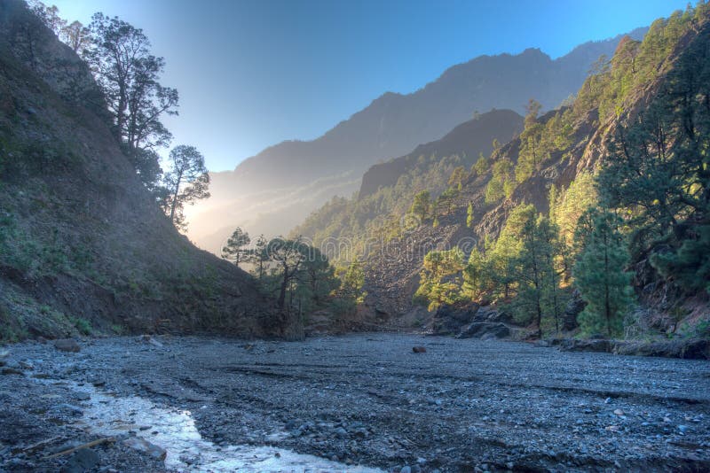 μπαράνκο ντε λα ανγκουστιά στην caldera de taburiente στα κανάρια νησιά la palma ισπανία στοκ φωτογραφίες με δικαίωμα ελεύθερης χρήσης