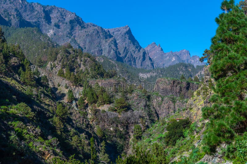 μπαράνκο ντε λα ανγκουστιά στην caldera de taburiente στα κανάρια νησιά la palma ισπανία στοκ εικόνες με δικαίωμα ελεύθερης χρήσης