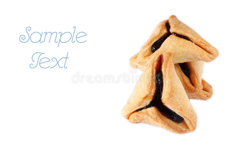 Μπισκότα ή hamans αυτιά Hamantaschen για τον εορτασμό Purim. απομονωμένος στοκ εικόνα