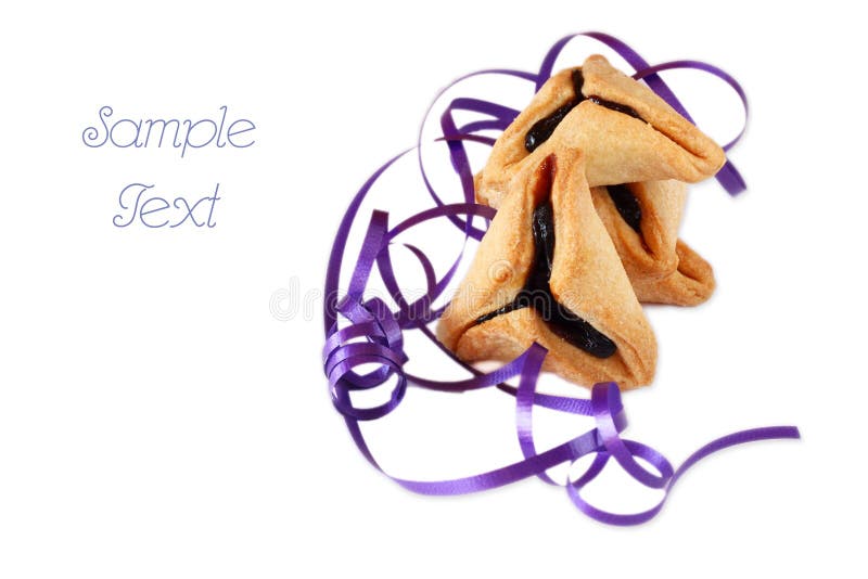 Μπισκότα ή hamans αυτιά Hamantaschen για τον εορτασμό Purim. απομονωμένος στοκ φωτογραφία