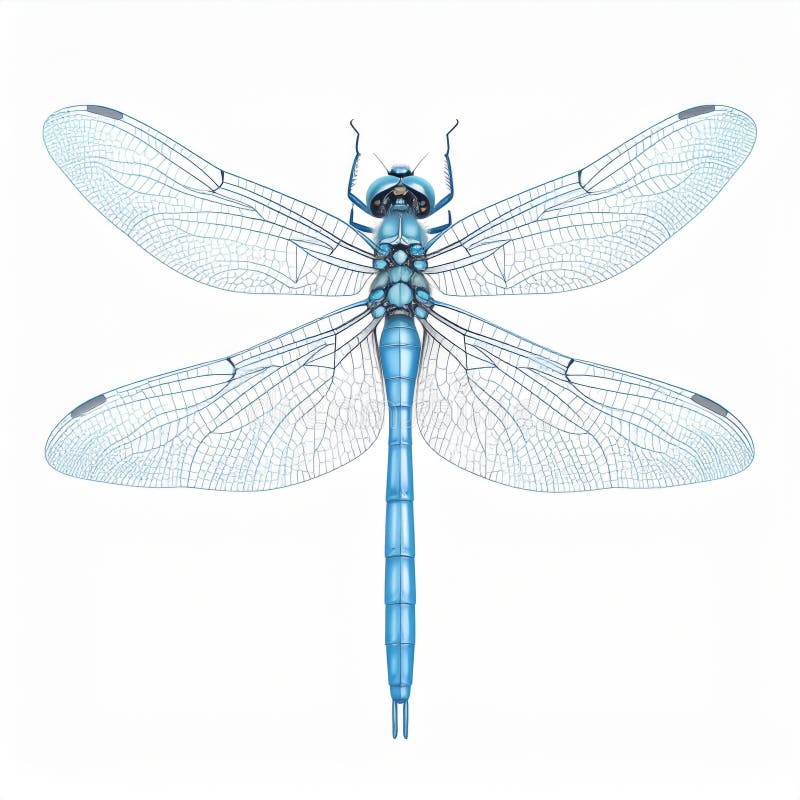 Μπλε Dragonfly Λεπτομερές κλείσιμο στο λευκό φόντο διανυσματική απεικόνιση