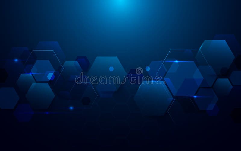 Μπλε αφηρημένο hexagons υπόβαθρο έννοιας τεχνολογίας τεχνολογίας ψηφιακό γεια ελεύθερη απεικόνιση δικαιώματος