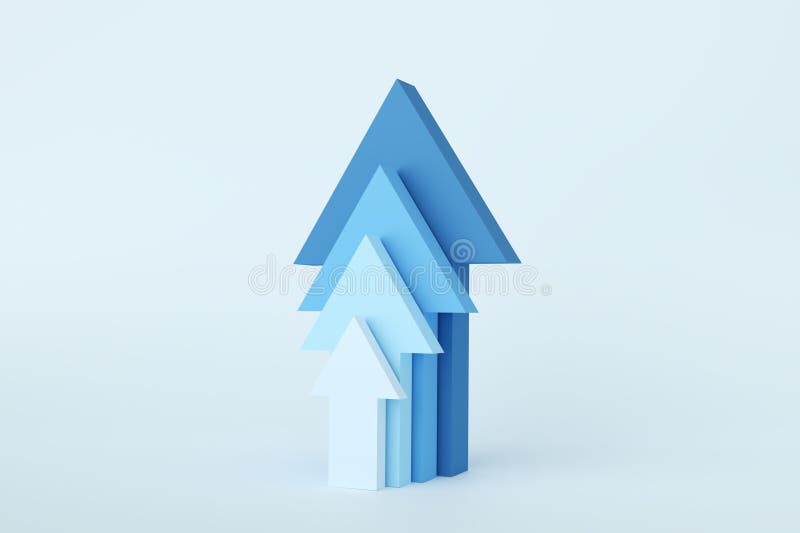 Growth, achievement, success, progress and improvement in business Blue stair step arrows pointing upwards. 3d render. Growth, achievement, success, progress and improvement in business Blue stair step arrows pointing upwards. 3d render