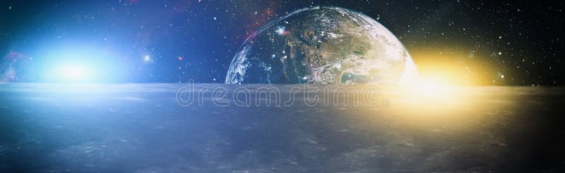 μπλε γη στο διάστημα. φεγγάρι είναι ένα αστρονομικό σώμα που περιστρέφεται τη γη είναι γη μόνο μόνιμος φυσικός δορυφόρος. στοκ εικόνα