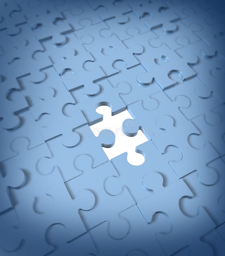 Jigsaw puzzle missing blue pieces connections. Jigsaw puzzle missing blue pieces connections