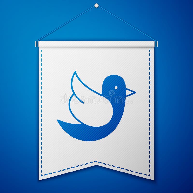 Blue Dove icon isolated on blue background. White pennant template. Vector. Blue Dove icon isolated on blue background. White pennant template. Vector.