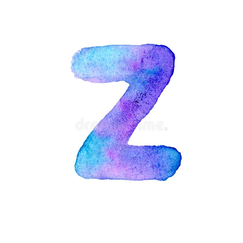 Μπλε και ιώδες γράμμα Ζ Watercolor απεικόνιση αποθεμάτων Μπλε και ιώδες γράμμα Ζ Watercolor απεικόνιση αποθεμάτων