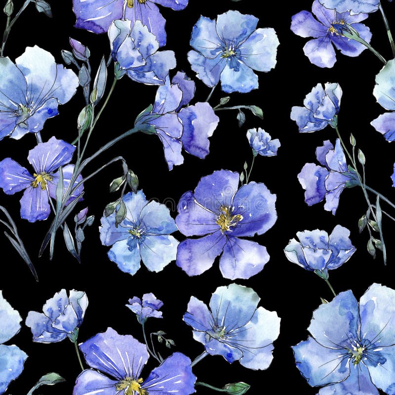 μπλε λινάρι Floral βοτανικό λουλούδι Άγριο σχέδιο φύλλων άνοιξη wildflower ελεύθερη απεικόνιση δικαιώματος