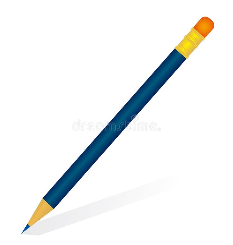 One blue pencil with eraser. One blue pencil with eraser