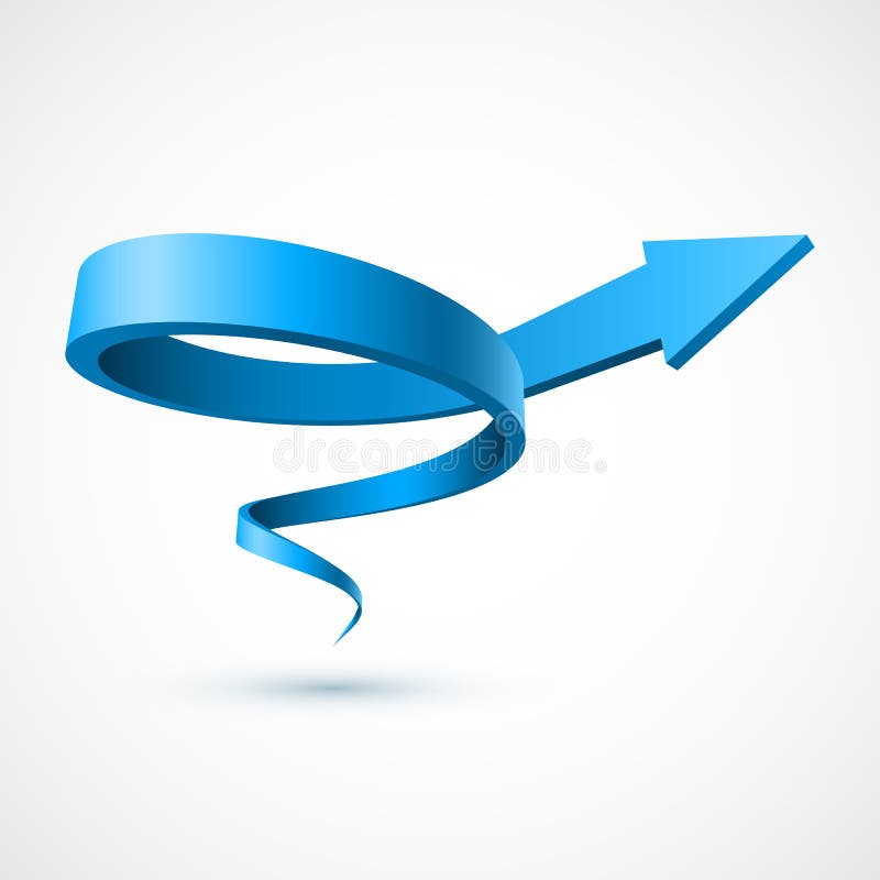 Vector illustration of blue spiral arrow 3D. Vector illustration of blue spiral arrow 3D