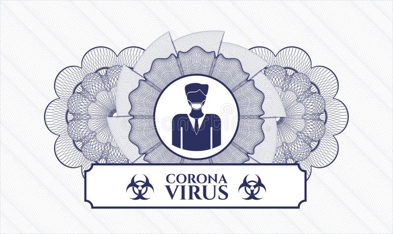 μπλε στυλ χρημάτων ροζέτα. κείμενο coronavirus μέσα ελεύθερη απεικόνιση δικαιώματος