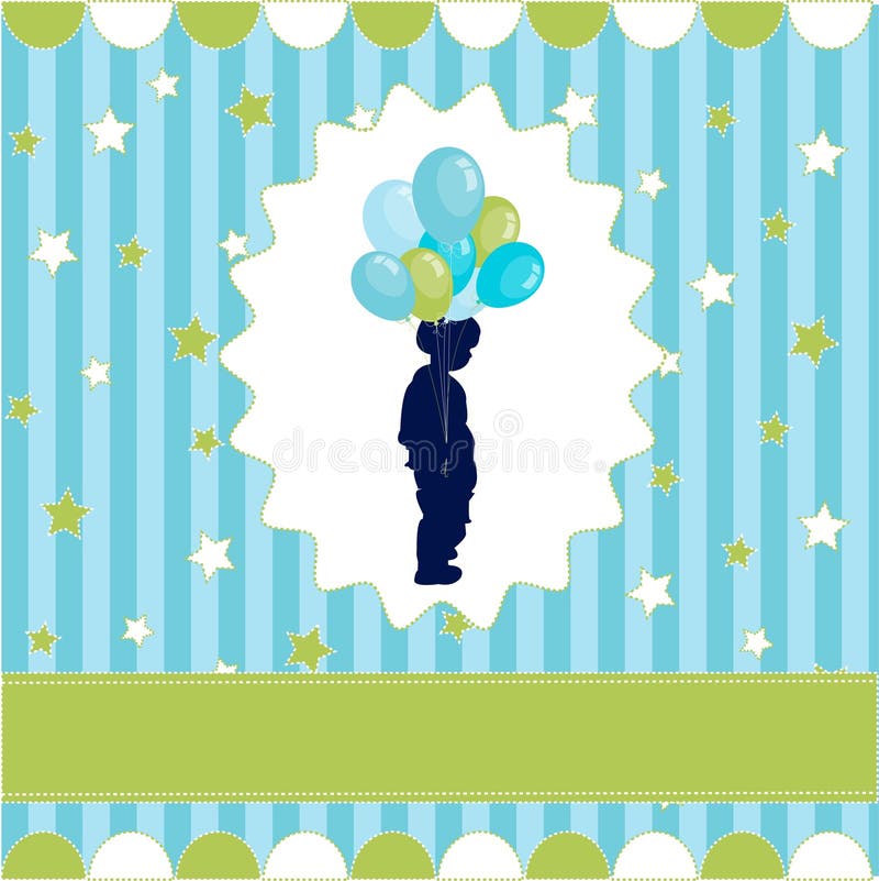 Boy with balloon, on the blue wallpaper. Boy with balloon, on the blue wallpaper