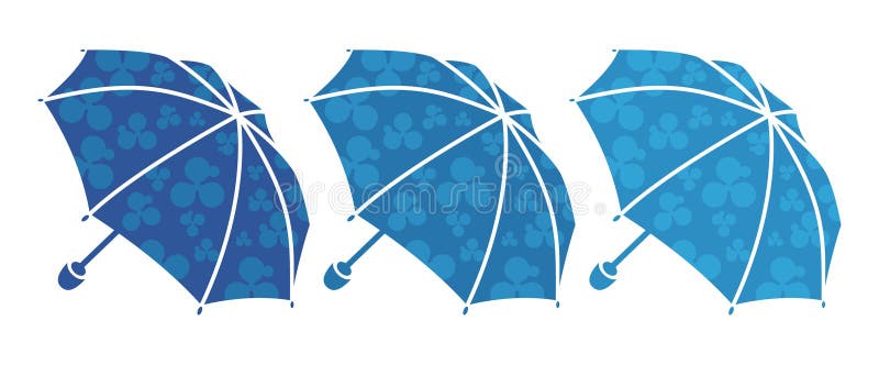 Illustration of three blue umbrellas on the white background. Illustration of three blue umbrellas on the white background