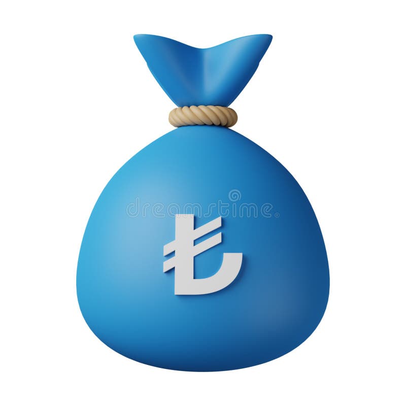 μπλε τσάντα αλληλογραφίας lira 3d εικόνα απεικόνιση αποθεμάτων