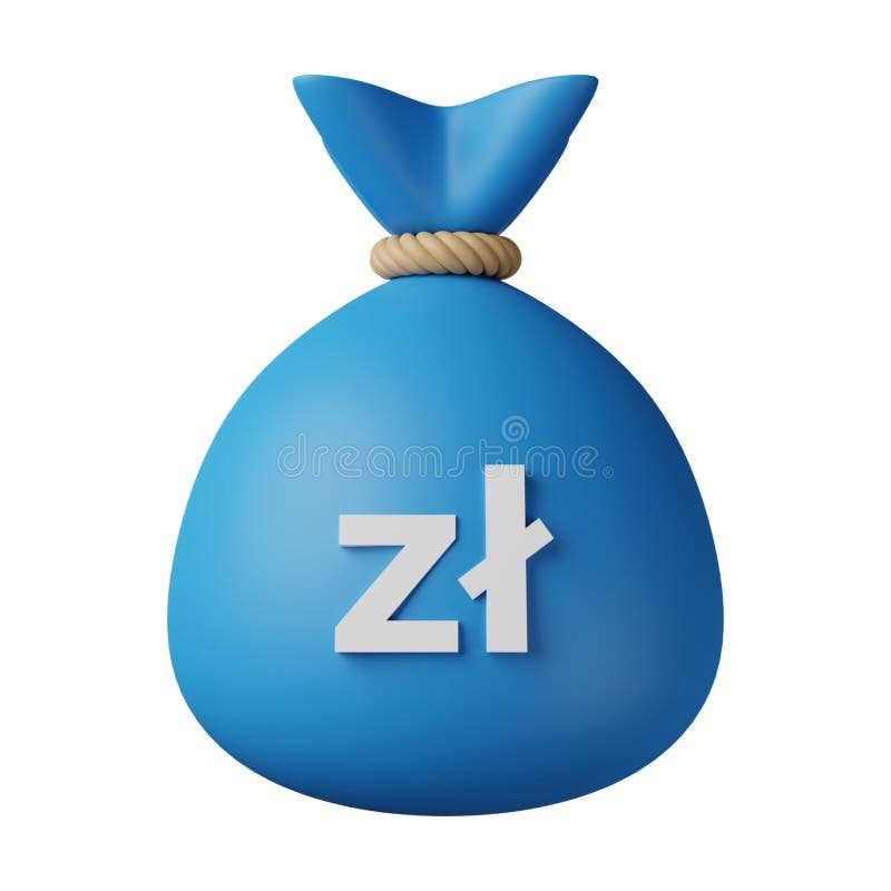 μπλε τσάντα χρημάτων zloty απεικόνιση 3d ελεύθερη απεικόνιση δικαιώματος