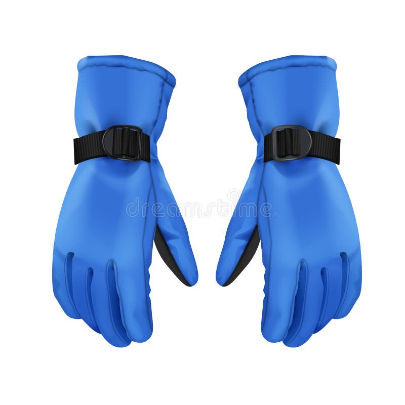 Vector pair of blue warm sport winter gloves isolated on white background. Vector pair of blue warm sport winter gloves isolated on white background