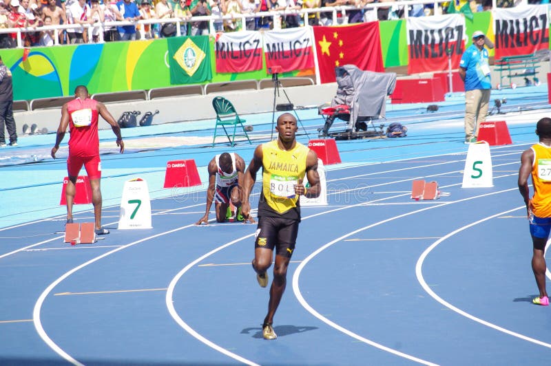 Μπουλόνι Usain στους Ολυμπιακούς Αγώνες Rio2016 στοκ εικόνα Μπουλόνι Usain στους Ολυμπιακούς Αγώνες Rio2016 στοκ εικόνα