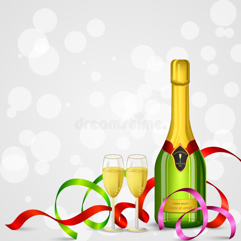 Μπουκάλι και γυαλί CHAMPAGNE απεικόνιση αποθεμάτων