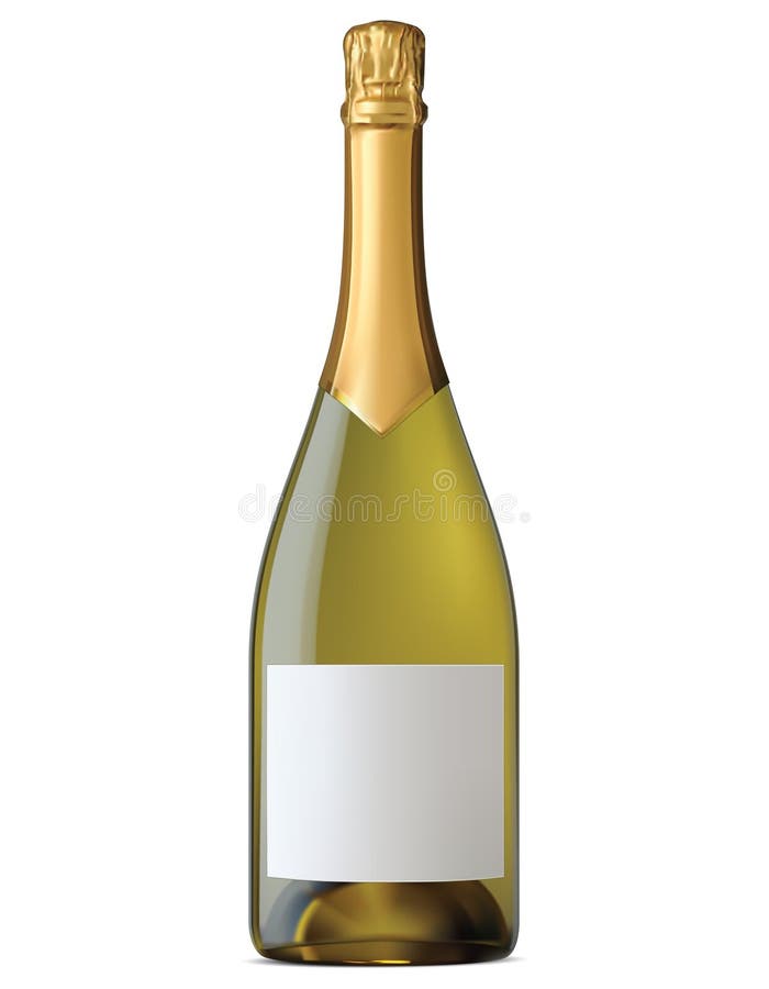 Μπουκάλι CHAMPAGNE το χρυσό φύλλο αλουμινίου που απομονώνεται με στο λευκό διανυσματική απεικόνιση