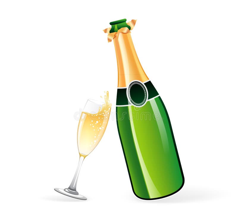 Μπουκάλι και γυαλί CHAMPAGNE διανυσματική απεικόνιση