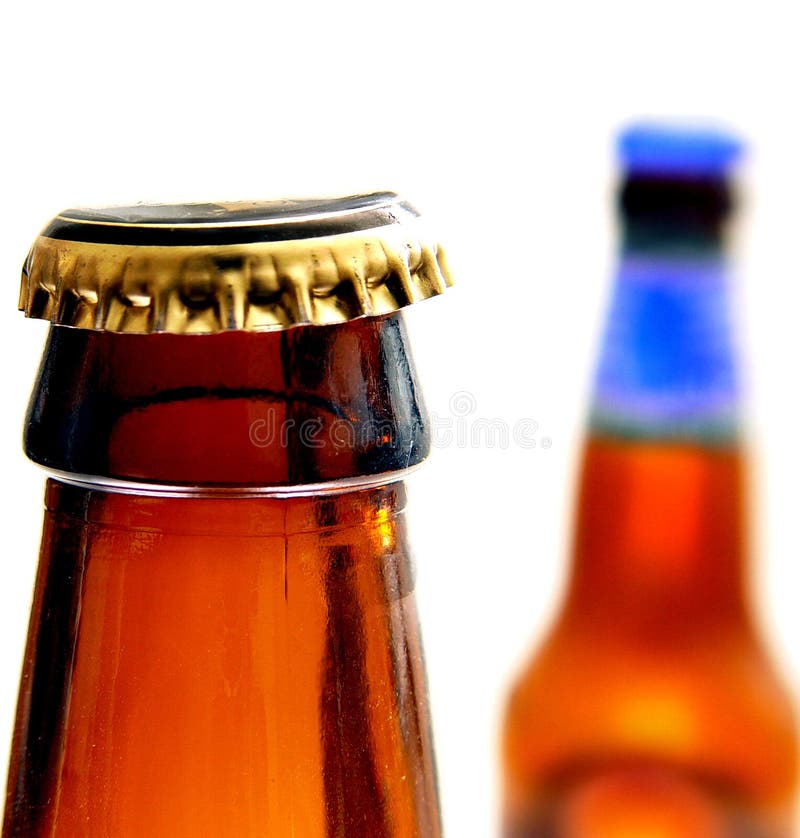 Brown beer bottles with cap. Brown beer bottles with cap