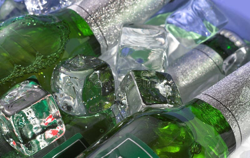 Beer bottles in ice. Beer bottles in ice