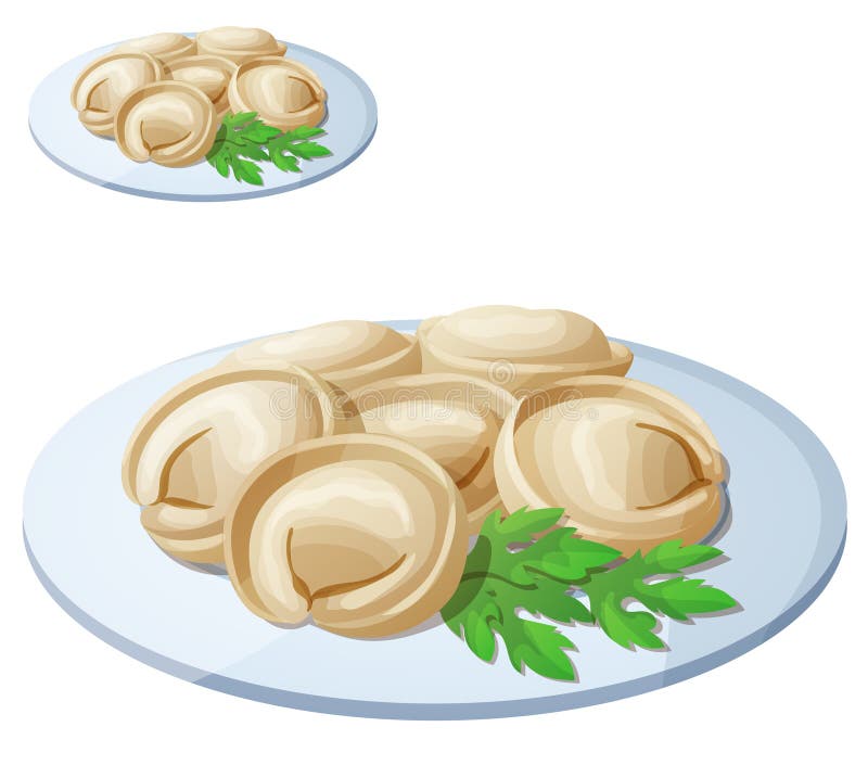 Μπουλέττες κρέατος Pelmeni Διανυσματικό εικονίδιο κινούμενων σχεδίων απεικόνιση αποθεμάτων Μπουλέττες κρέατος Pelmeni Διανυσματικό εικονίδιο κινούμενων σχεδίων απεικόνιση αποθεμάτων