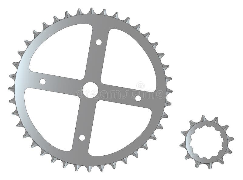 The front and rear gearing cogs of a typical bicycle. The front and rear gearing cogs of a typical bicycle.