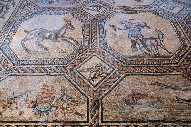 Μωσαϊκά ζώων και ανθρώπων μέσα Basilica Di Aquileia στοκ φωτογραφίες με δικαίωμα ελεύθερης χρήσης Μωσαϊκά ζώων και ανθρώπων μέσα Basilica Di Aquileia στοκ φωτογραφίες με δικαίωμα ελεύθερης χρήσης