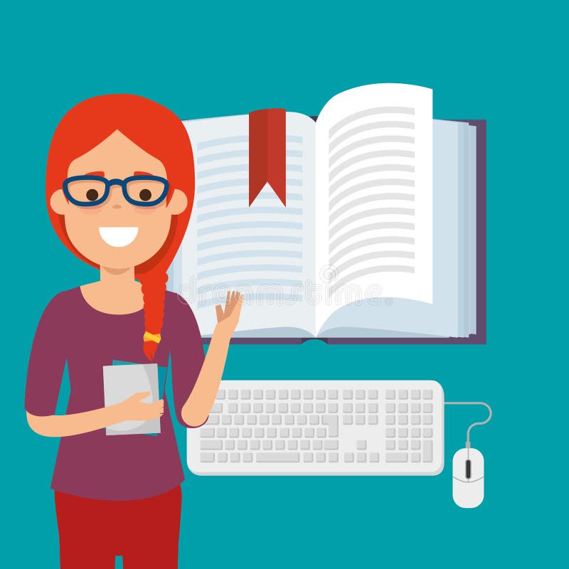 Νέα γυναίκα με την εκπαίδευση ebook on-line ελεύθερη απεικόνιση δικαιώματος Νέα γυναίκα με την εκπαίδευση ebook on-line ελεύθερη απεικόνιση δικαιώματος