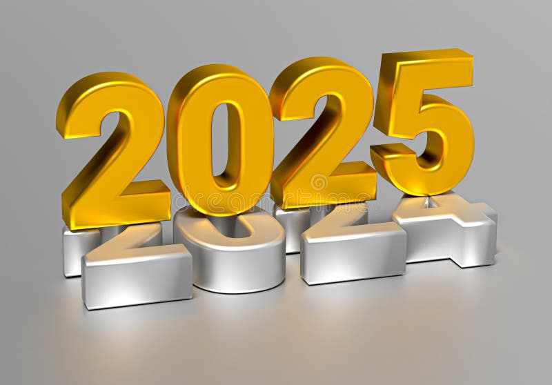 νέες έννοιες διακοπών. ο χρυσός αριθμός 2025 βρίσκεται στο 2024 ελεύθερη απεικόνιση δικαιώματος