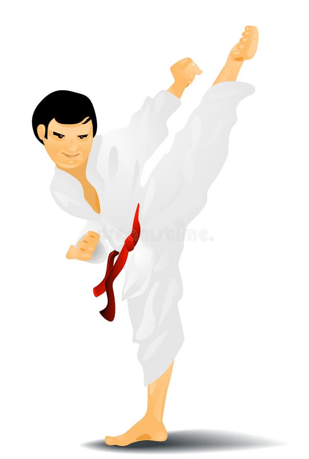 Νέο λάκτισμα karateka διανυσματική απεικόνιση