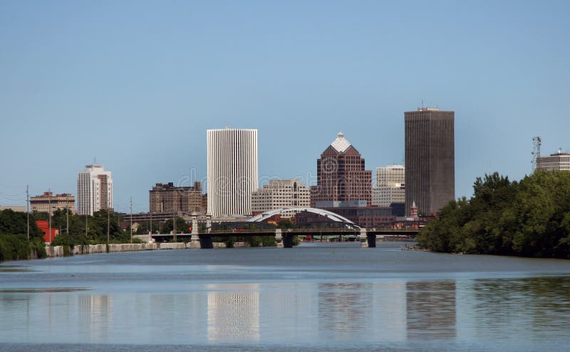 City of Rochester New York skyline with the Genesee River. City of Rochester New York skyline with the Genesee River.