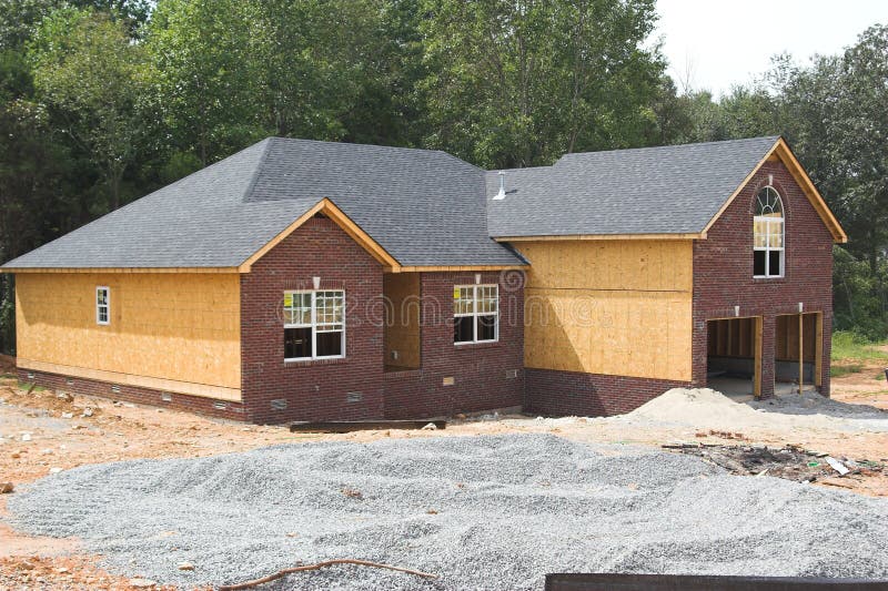 New brick home under construction,. New brick home under construction,