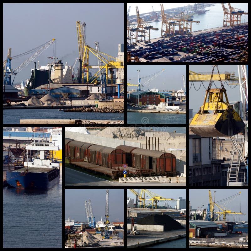 A collage of photos about shipping team. A collage of photos about shipping team