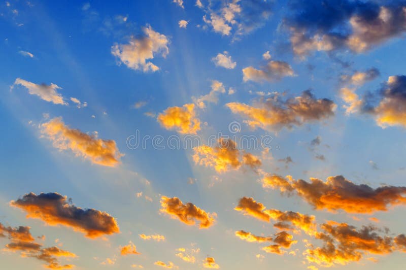 Beutifull sunset cloudy sky with yellow clouds close. Beutifull sunset cloudy sky with yellow clouds close
