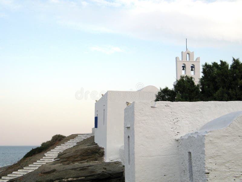 νησί εκκλησιών απογεύματος αργά στοκ εικόνα με δικαίωμα ελεύθερης χρήσης