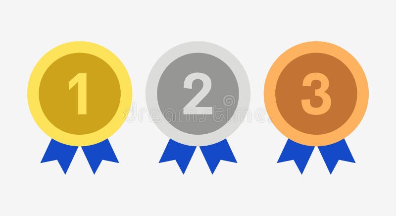 νικητής χρυσό αργυρό χάλκινο 1ο 2ο μετάλλιο πρώτη θέση δεύτερο τρίτο επίτευγμα ελεύθερη απεικόνιση δικαιώματος