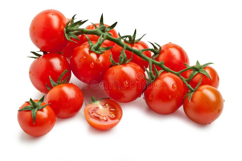 Ντομάτα κερασιών – “Pomodoro Ciliegino “στο άσπρο υπόβαθρο στοκ εικόνα με δικαίωμα ελεύθερης χρήσης Ντομάτα κερασιών – “Pomodoro Ciliegino “στο άσπρο υπόβαθρο στοκ εικόνα με δικαίωμα ελεύθερης χρήσης