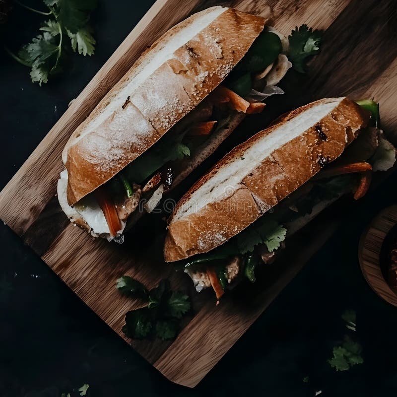 νόστιμο banh mi τάιμ γεύμα με ψωμί διανυσματική απεικόνιση