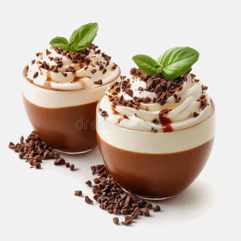νόστιμο panna cotta με σοκολάτα και βασιλικό γαρύφαλλο στοκ φωτογραφίες