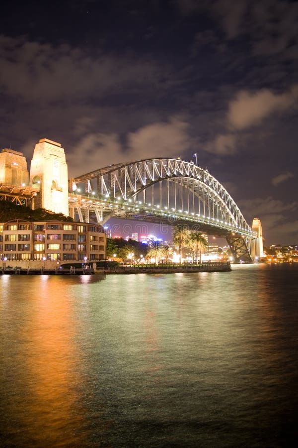 Bright lit up Sydney Harbour Bridge Night Shot. Bright lit up Sydney Harbour Bridge Night Shot