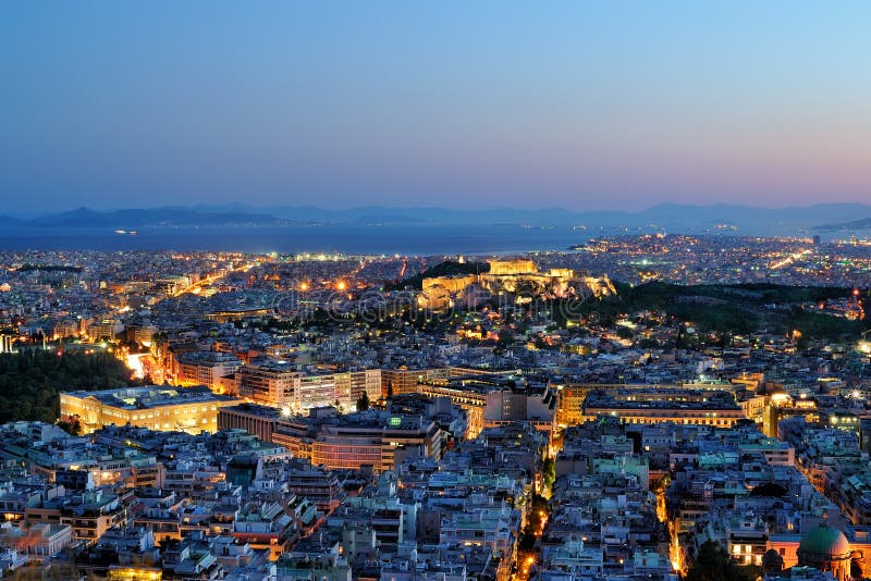 νύχτα της Αθήνας στοκ εικόνες